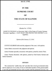 Coleman v. East Joliet Fire Protection District, 2016 IL 117952